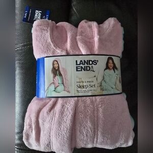 Lands' End Youth 3 - Piece Sleep Set Hooded Rob, Pajama Top & Pajama Bottom